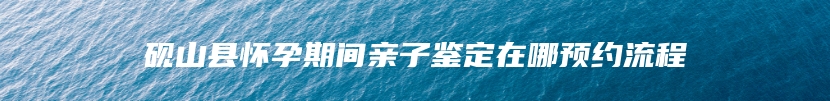 砚山县怀孕期间亲子鉴定在哪预约流程