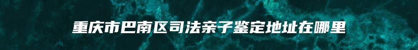 重庆市巴南区司法亲子鉴定地址在哪里