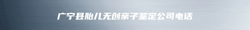 广宁县胎儿无创亲子鉴定公司电话