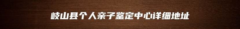 岐山县个人亲子鉴定中心详细地址