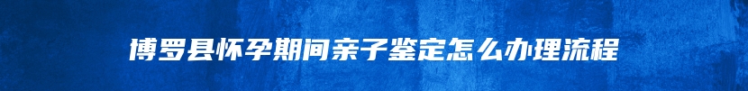 博罗县怀孕期间亲子鉴定怎么办理流程