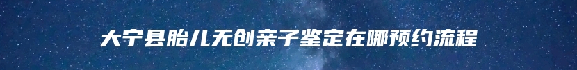 大宁县胎儿无创亲子鉴定在哪预约流程