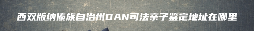 西双版纳傣族自治州DAN司法亲子鉴定地址在哪里