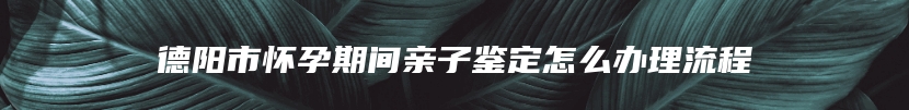 德阳市怀孕期间亲子鉴定怎么办理流程