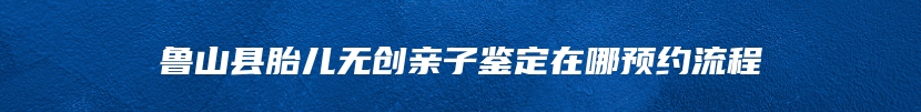 鲁山县胎儿无创亲子鉴定在哪预约流程